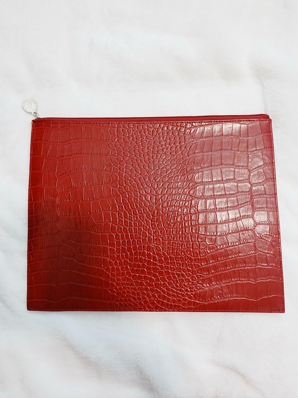 WOMEN Clutches Crocodile Grain PU Leather Envelope Clutch Bag Red